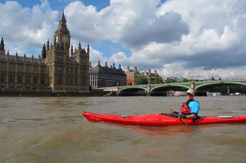 Mark Angelo kayaking on the Thames River